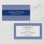 MODERN MINIMAL nautisch gestreifte Marine blau wei Visitenkarte (Vorne/Hinten)