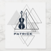 Modern Minimal Navy Blue & White Violin Designer Weinetikett (Einzelnes Label)