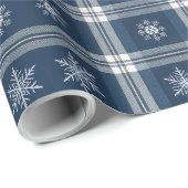 Modern Minimal Navy Snow Plaid Christmas Wrapping Geschenkpapier (Rolleneckpunkt)