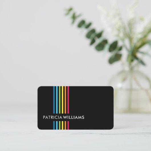 MODERN MINIMAL niedlicher Regenbogenstreifen schwa Visitenkarte (Stehend Vorderseite)