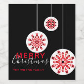 Modern Minimal Nordic Black Red White Weihnachten Weinetikett (Einzelnes Label)