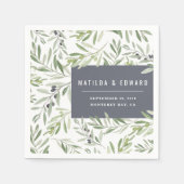 Modern minimal olive branch foliage wedding serviette (Vorderseite)