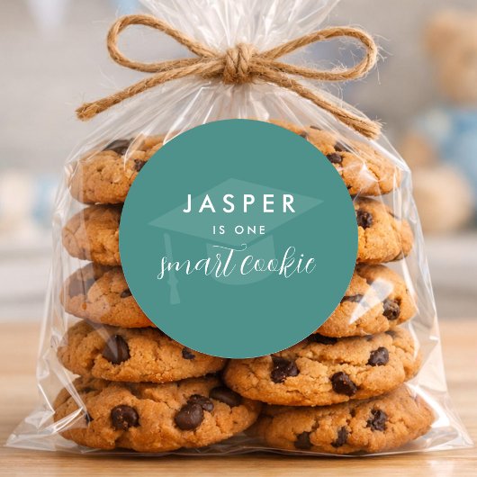 Modern Minimal One Smart Cookie Graduation Party Runder Aufkleber