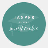 Modern Minimal One Smart Cookie Graduation Party Runder Aufkleber (Vorderseite)