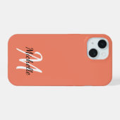 Modern Minimal Orange Monogram Initial iPhone 15 Hülle (Rückseite (Horizontal))