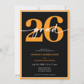 Modern Minimal Orange Script Graduation Party Einladung (Vorderseite)
