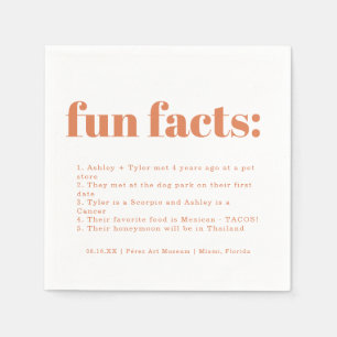 Modern Minimal Papaya Fun Facts Wedding Serviette