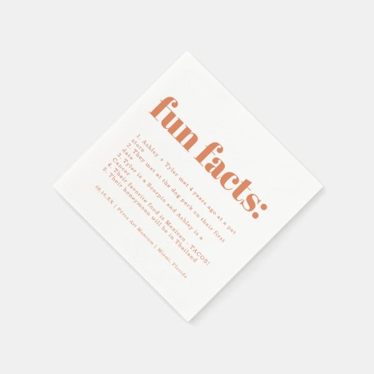 Modern Minimal Papaya | Fun Facts Wedding Serviette (Ecke)