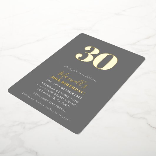 MODERN MINIMAL Party Grau 30. Folieneinladung (Gedreht)