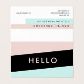 Modern Minimal Pastel Pink & Mint Hallo Visitenkarten (Außenseite Aufgefaltet)