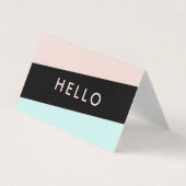 Modern Minimal Pastel Pink & Mint Hallo Visitenkarten (Vorderseite)