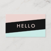 Modern Minimal Pastel Pink & Mint "Hello" Visitenkarte (Vorderseite)