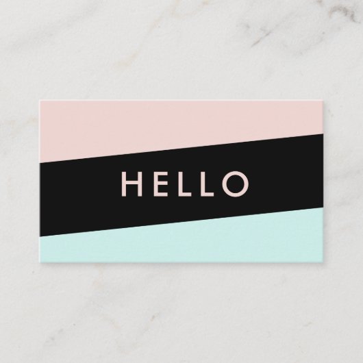 Modern Minimal Pastel Pink & Mint "Hello" Visitenkarte (Vorderseite)