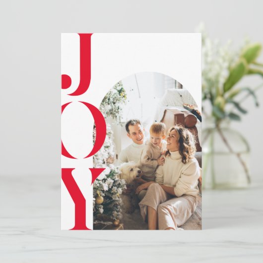 Modern Minimal Photo Arch Joy Einladung (Stehend Vorderseite)