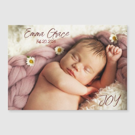 Modern Minimal Photo Birth Announcement Magnet (Vorderseite)