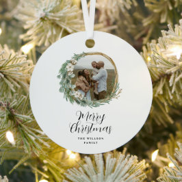 Modern minimal photo Christmas elegant script Ornament Aus Metall