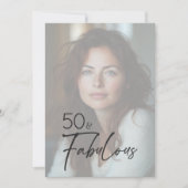 Modern Minimal Photo Fifty & Fabulous Birthday Einladung (Vorderseite)