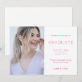 Modern Minimal Photo Graduation Announcement Ankündigung (Vorne/Hinten)