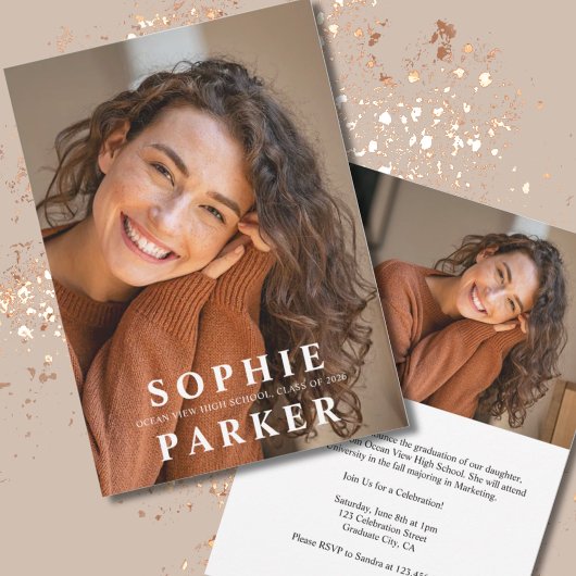 Modern Minimal Photo Graduation Announcement Einladung