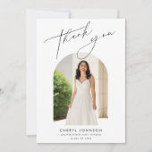 Modern Minimal Photo Graduation Dankeskarte (Vorderseite)