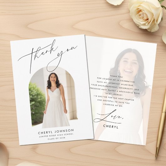 Modern Minimal Photo Graduation Dankeskarte