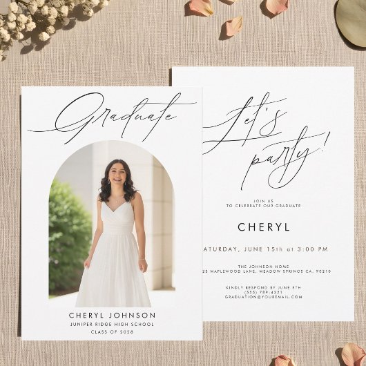 Modern Minimal Photo Graduation Party Invitation Einladung