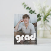 Modern Minimal Photo Graduation Party Invitation Postkarte (Stehend Vorderseite)