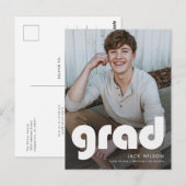 Modern Minimal Photo Graduation Party Invitation Postkarte (Vorne/Hinten)