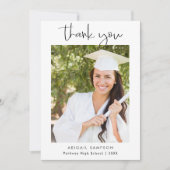 Modern Minimal Photo Graduation Thank You Card Dankeskarte (Vorderseite)