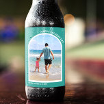 Modern Minimal Photo | Happy Fathers Day Holiday Bierflaschenetikett<br><div class="desc">Surprize your Dad this year with this modern bottle label on his favorite beers this Fathers day! The Labels feature a greeting 'HAPPY FATHERS DAY',   your favorite photograph and kids names. All text font styles,  size and colors can be changed by clicking on the customize further link after personalizing.</div>