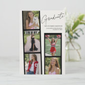 Modern Minimal Photo Strip | Graduation Party Einladung (Stehend Vorderseite)