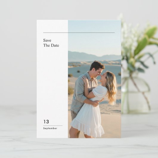Modern Minimal Photo Wedding Save The Date Einladung (Stehend Vorderseite)