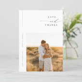 Modern Minimal Photo Wedding Thank You Card W Note Dankeskarte (Stehend Vorderseite)