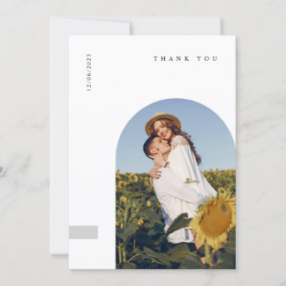 Modern Minimal Photo Wedding Thank You Card W Note Dankeskarte