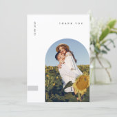Modern Minimal Photo Wedding Thank You Card W Note Dankeskarte (Stehend Vorderseite)