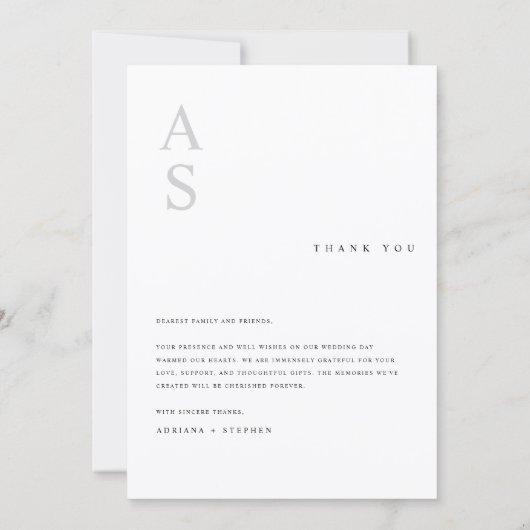 Modern Minimal Photo Wedding Thank You Card W Note Dankeskarte (Rückseite)