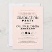 Modern Minimal Pink Black Photo Grid Graduation Einladung (Rückseite)