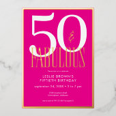 Modern Minimal Pink Fifty & Fabulous Birthday Folieneinladung (Vorderseite)