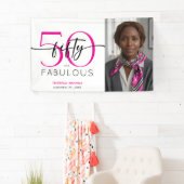 Modern Minimal Pink Fifty Fabulous Script Birthday Banner (Insitu)