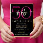 Modern Minimal Pink Fifty Fabulous Script Birthday Folieneinladung