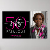 Modern Minimal Pink Fifty Fabulous Script Birthday Poster (Vorne)