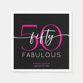 Modern Minimal Pink Fifty Fabulous Script Birthday Serviette (Vorderseite)