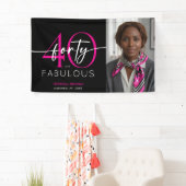 Modern Minimal Pink Forty Fabulous Script Birthday Banner (Insitu)