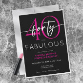 Modern Minimal Pink Forty Fabulous Script Birthday Einladung
