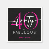 Modern Minimal Pink Forty Fabulous Script Birthday Serviette (Vorderseite)