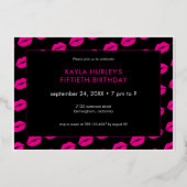 Modern Minimal Pink Lips She's Fifty Birthday Folieneinladung (Rückseite)