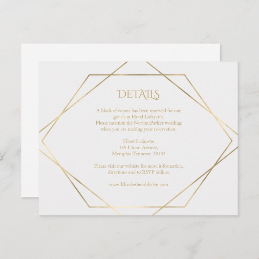 Modern, minimal, pur, weiß, gold begleitkarte (Vorne/Hinten)