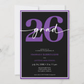 Modern Minimal Purple Script Graduation Party Einladung (Vorderseite)