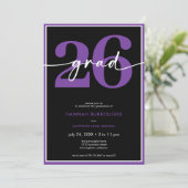 Modern Minimal Purple Script Graduation Party Einladung (Stehend Vorderseite)