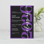 Modern Minimal Purple Typography Graduation Party Einladung (Stehend Vorderseite)